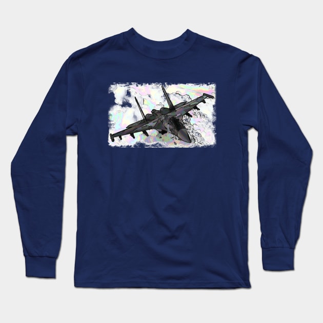 Aviation Fighter Jet white Long Sleeve T-Shirt by FasBytes